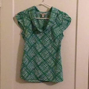 Drape neck, tulip sleeve, Banana Republic blouse/top